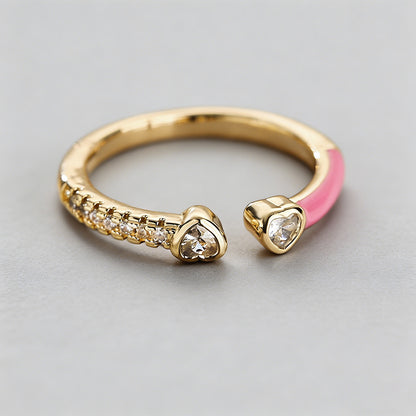 Colorful Enamel CZ Open Ring - Shopdayla Wholesale - #2322