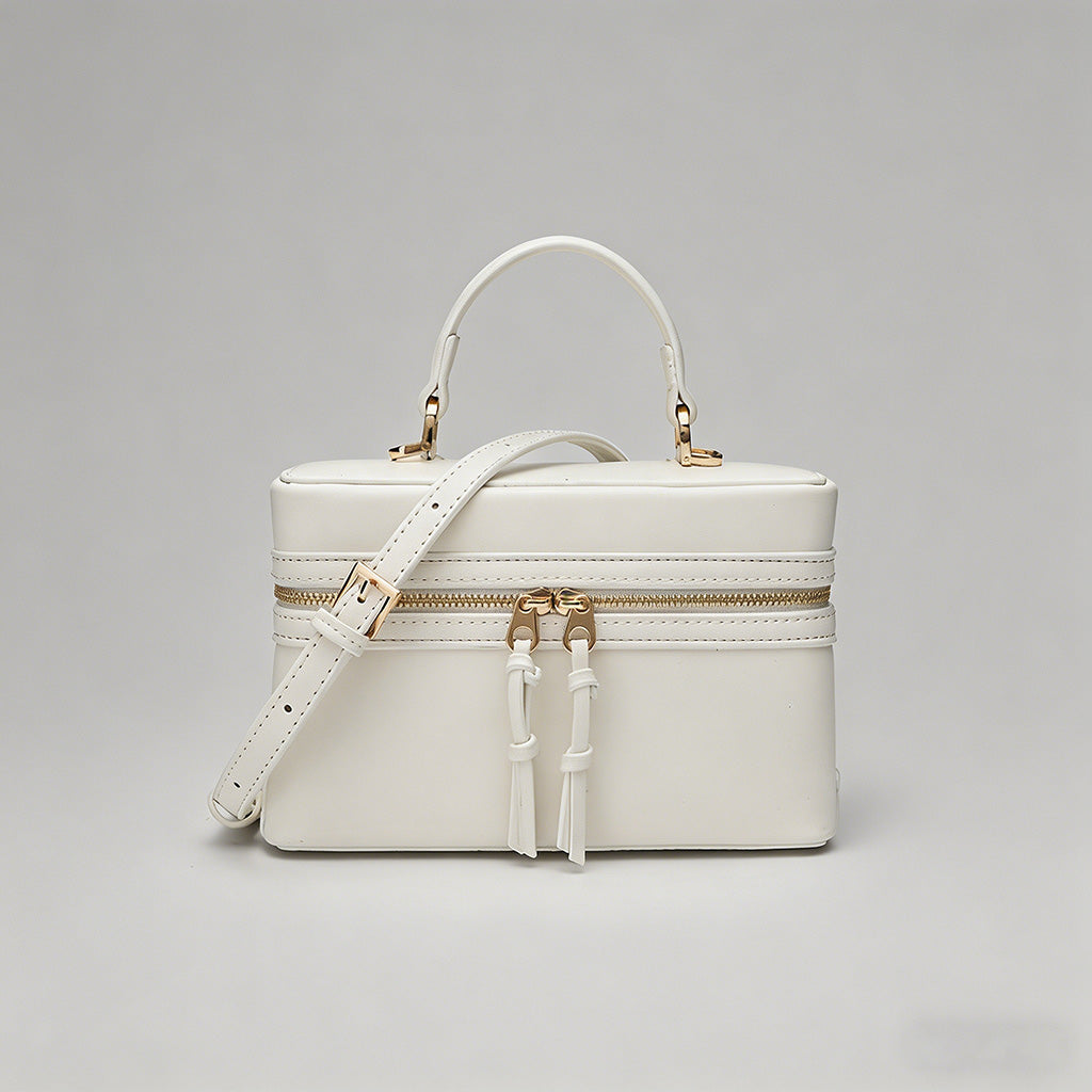 Canvas & Leather Boxy Crossbody Bag