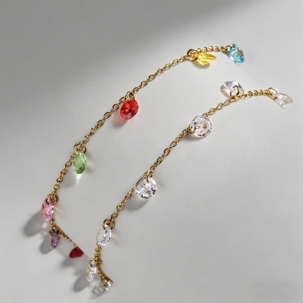 Colorful Zircon Stainless Stee - Shopdayla Wholesale - #8114