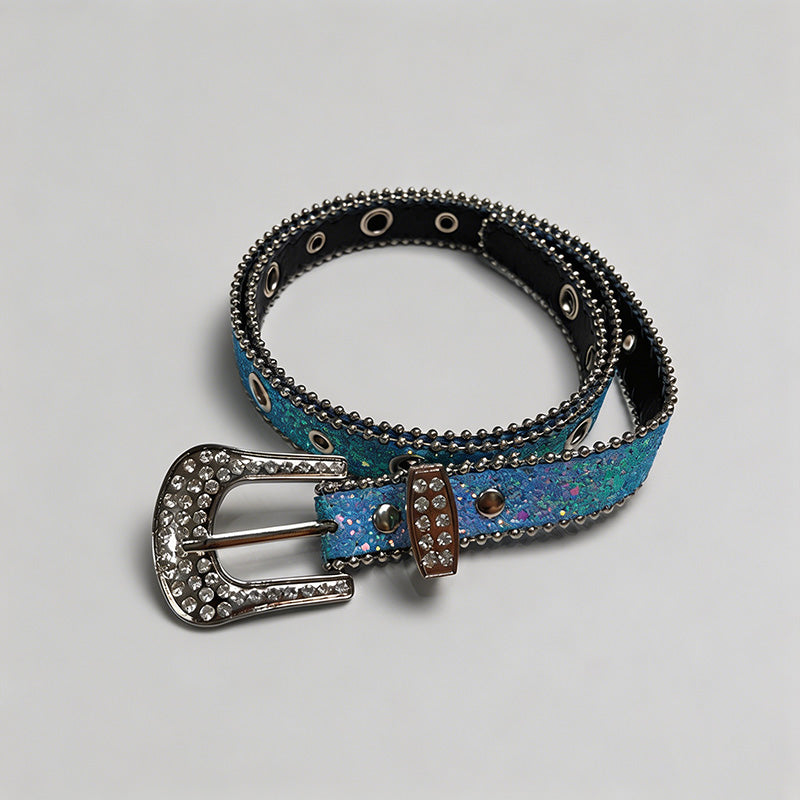 Rhinestone Glitter PU Belt - Shopdayla Wholesale - #2178