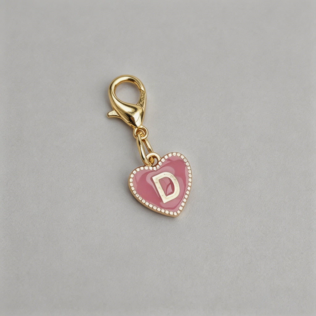 Heart Initial Keychain Charm - Shopdayla Wholesale - #8738
