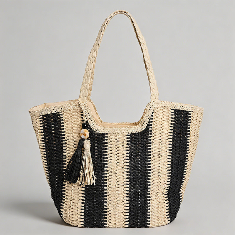 Summer Striped Straw Tote Bag - Shopdayla Wholesale - #7154