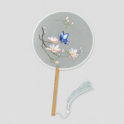 Silk Embroidery Round Hand Fan