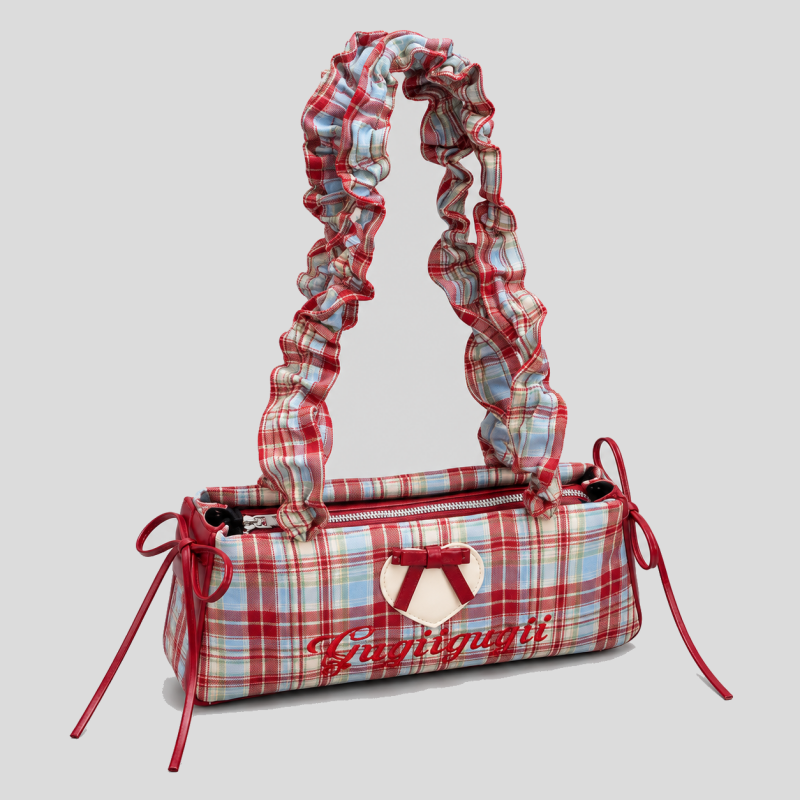 Plaid Bow Handle Underarm Bag
