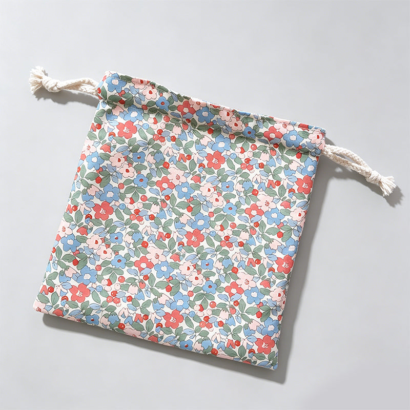 Floral Drawstring Cotton Pouch