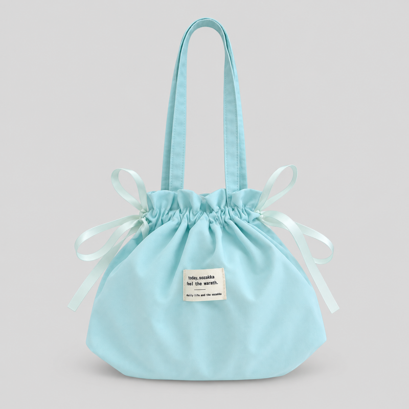 Solid Color Drawstring Handle Bag