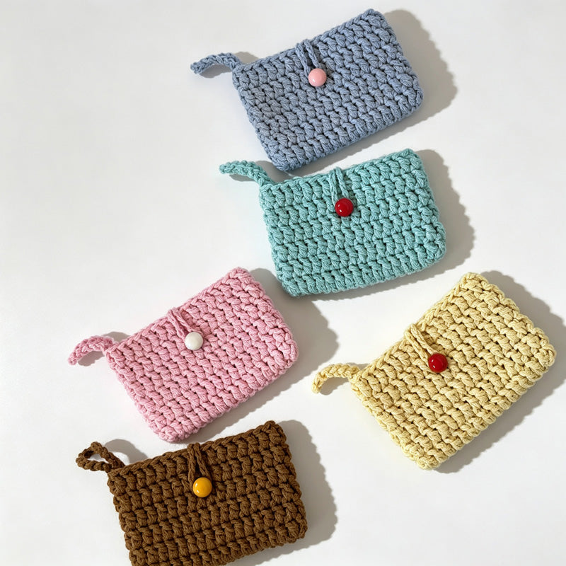 Hand‑Crochet Button Card Holder