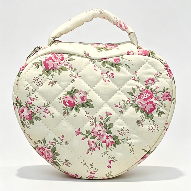 Heart‑Shaped Quilted Cosmetic Pouch