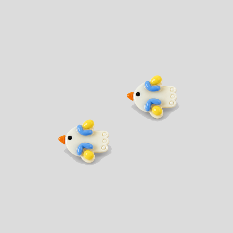Resin Flower Bird Shape Earrings