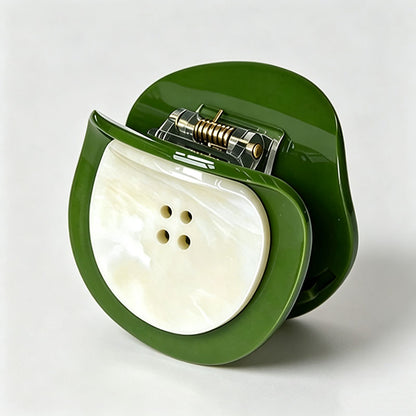 Two-Tone Button Round Hair Claw Clip