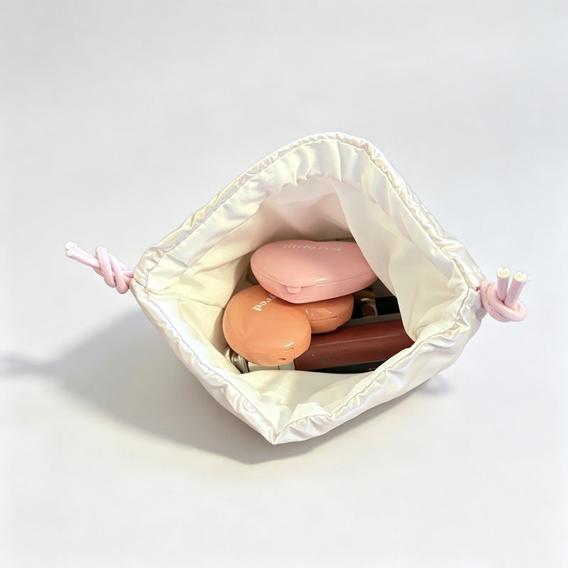 Embossed Bow Drawstring Storage Pouch
