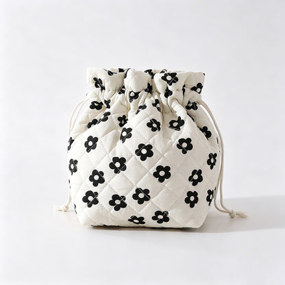 Floral Print Drawstring Storage Pouch