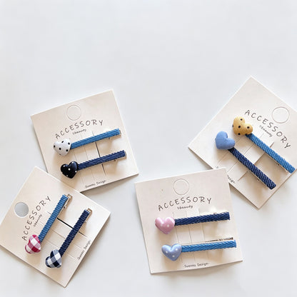 Denim Heart Shape Hair Clips