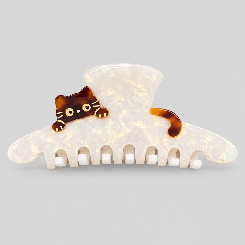 Cat Print Large Hair Claw Clip