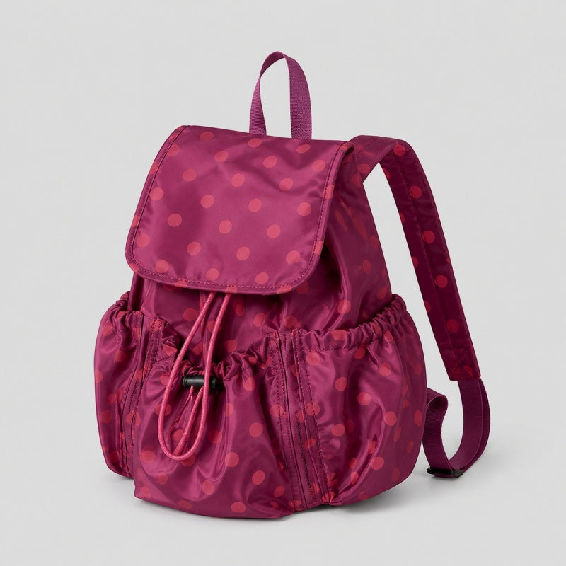 Ruffle Drawstring Flap Backpack