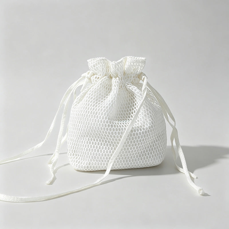 Mesh Drawstring Bucket Pouch