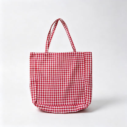 Gingham Plaid Open‑Top Shoulder Bag