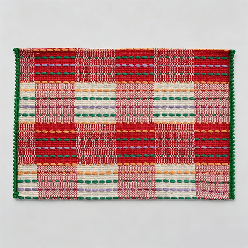Christmas Striped Woven Fabric Heat Resistant Dining Placemat