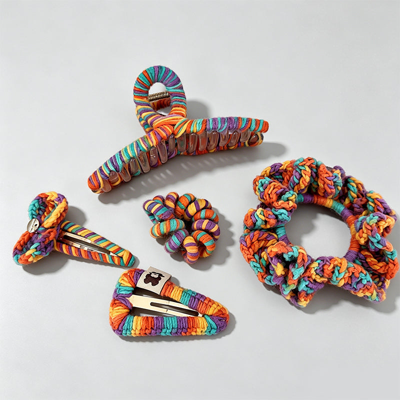 Colorful Rainbow Yarn Hair Accessorie