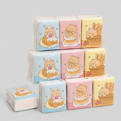 Pastel Bear Print Pocket Tissues Set