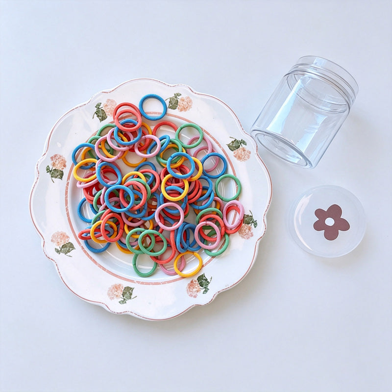 100 PCS Colored Mini Elastic Hair Ties
