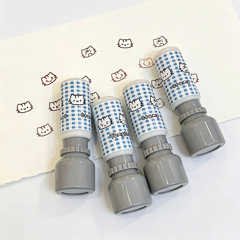 ini Cat Self‑Inking Round Stamp