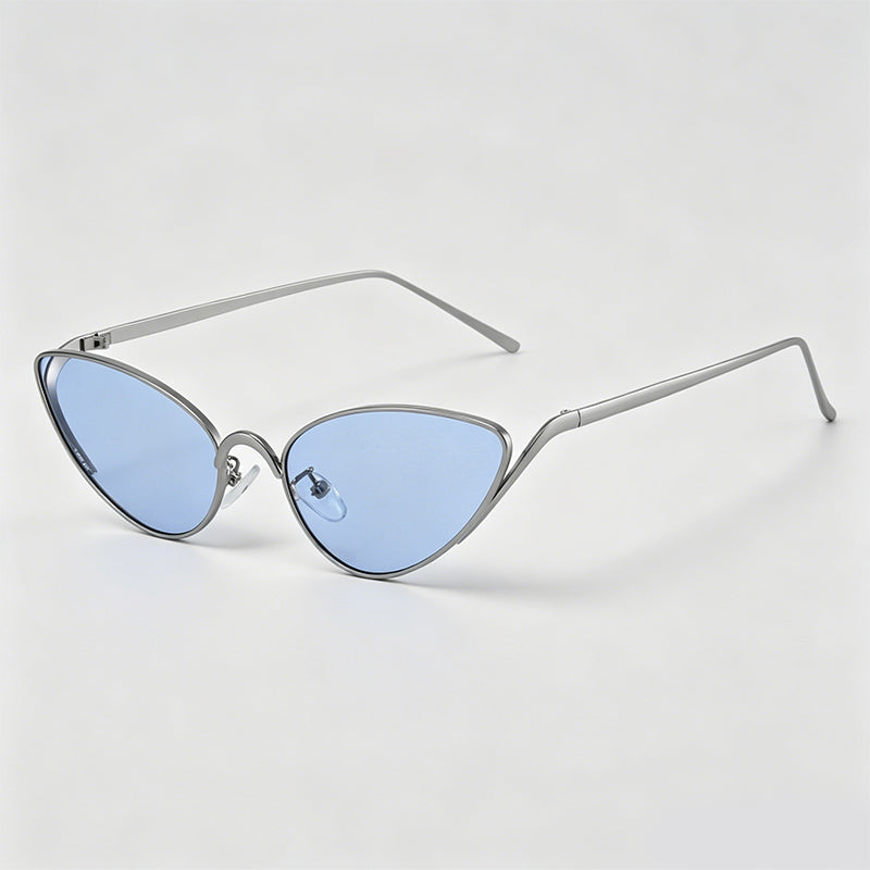 Retro Slim Metal Frame Cat Eye Trendy Sunglasses