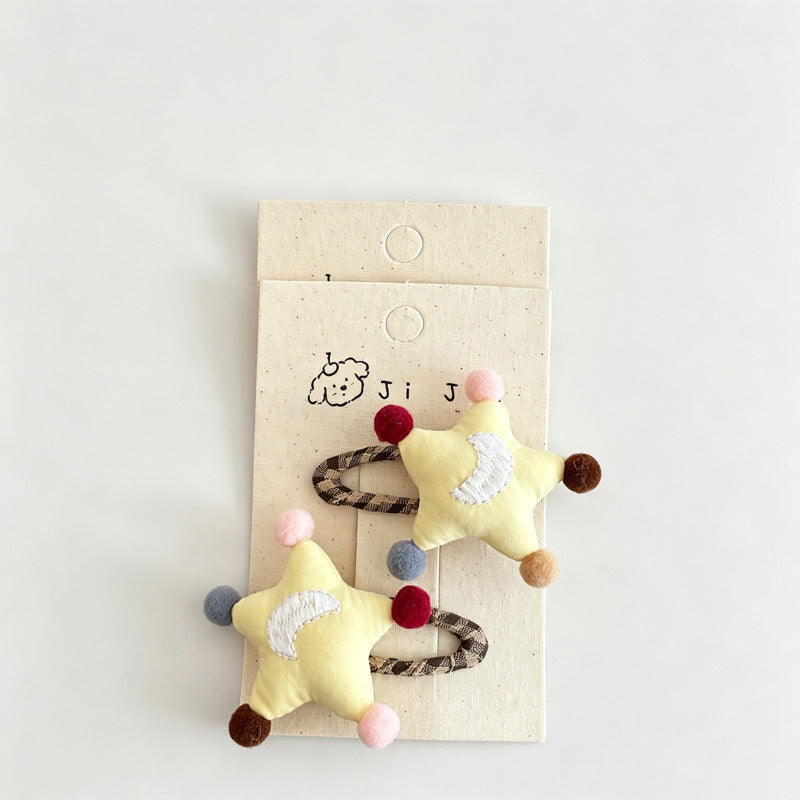 Star Moon Fabric Hair Clips
