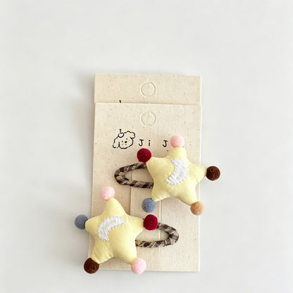 Star Moon Fabric Hair Clips
