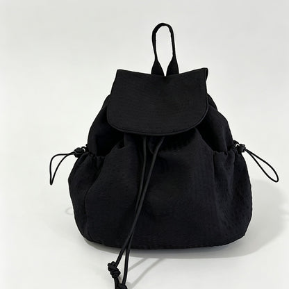 Gingham Drawstring Flap Backpack