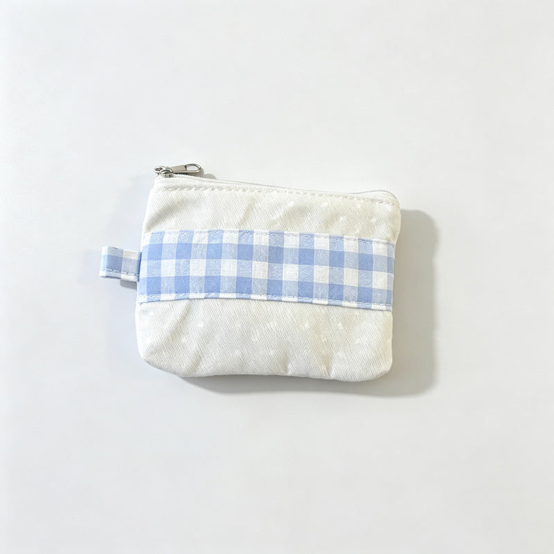 Plaid Spliced Mini Zipper Pouch