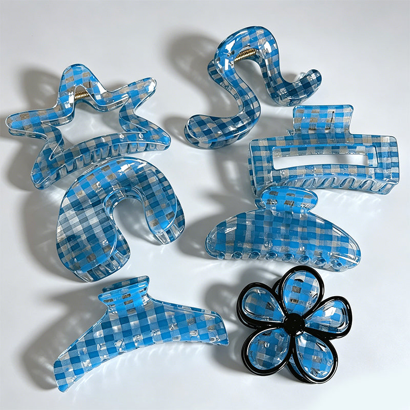 Refined Transparent Blue Plaid - Shopdayla Wholesale - #7026