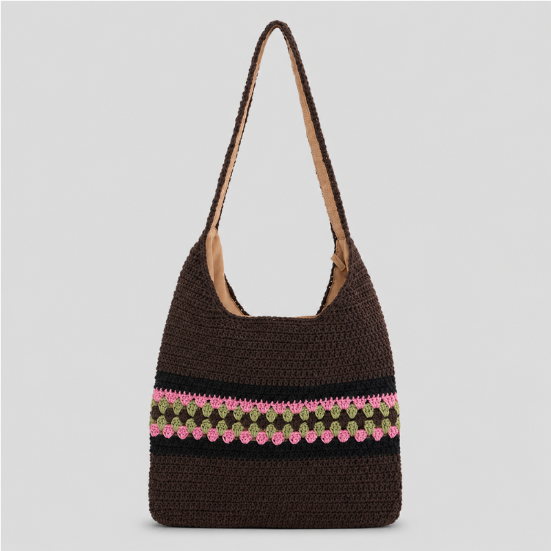 Striped Crochet Shoulder Bag