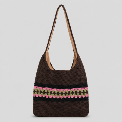 Striped Crochet Shoulder Bag