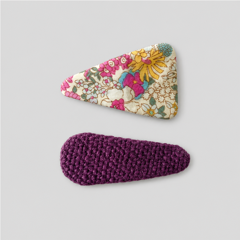 Purple Patchwork Hair Clip Set