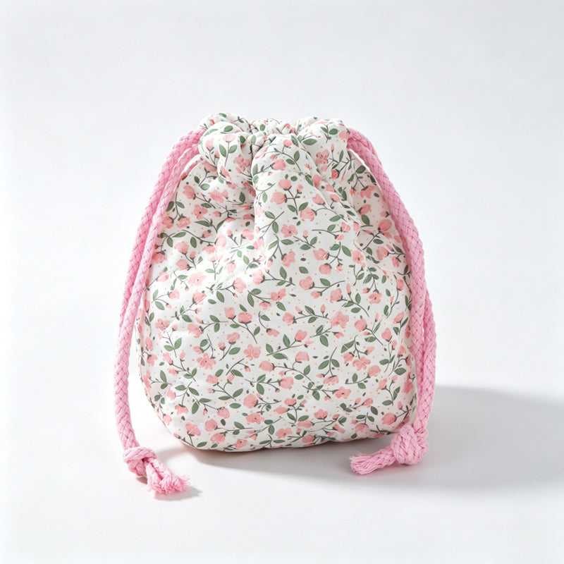 Floral Print Drawstring Storage Pouch