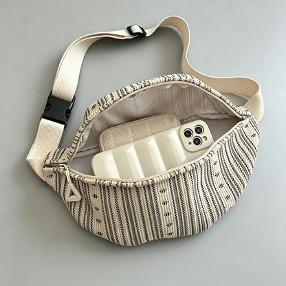 Striped Woven Waist Crossbody Bag