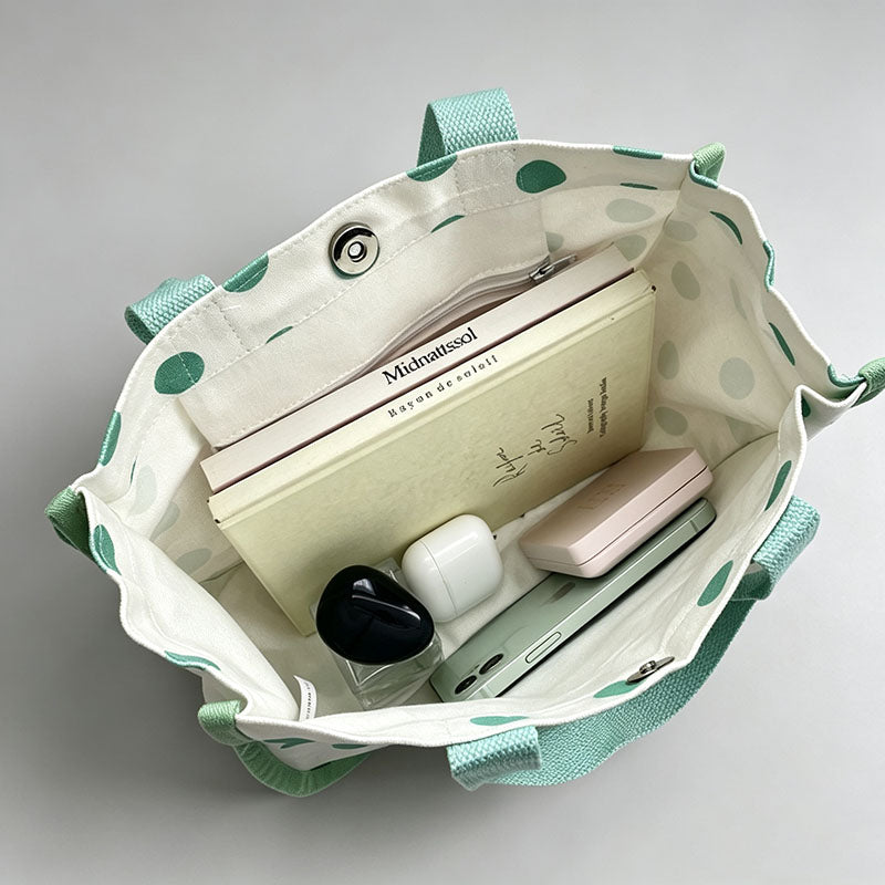 Green Dot Mini Handle Bag