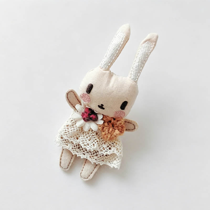Playful Strawberry Rabbit Floral Brooch