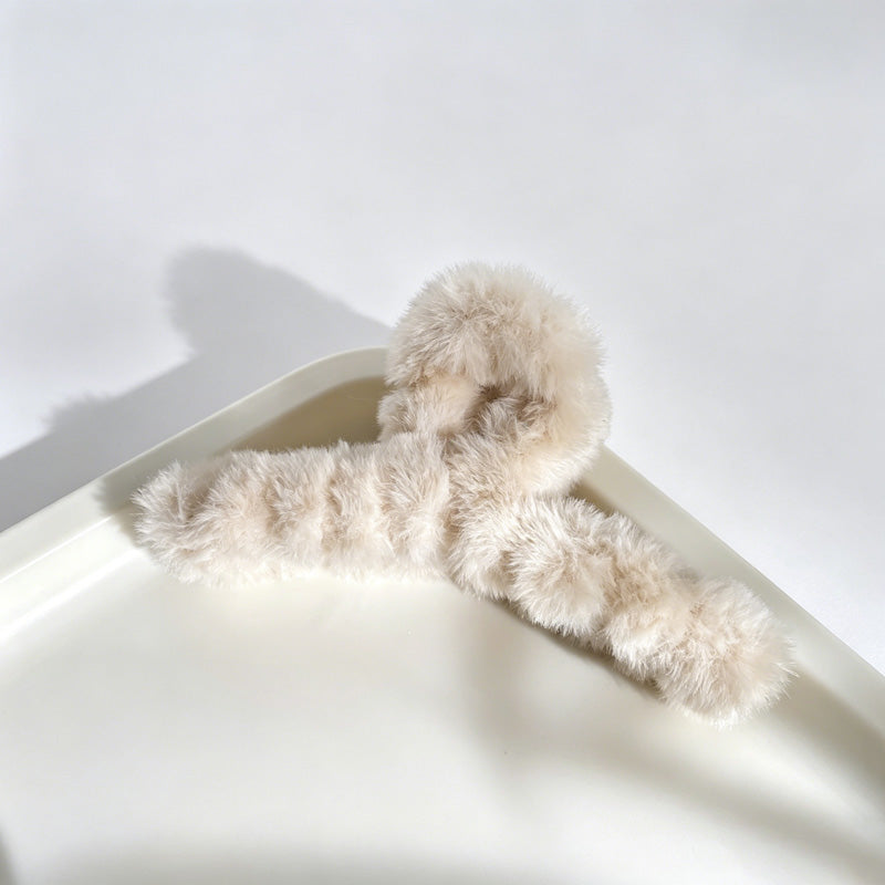 Fuzzy Bow Claw Clip