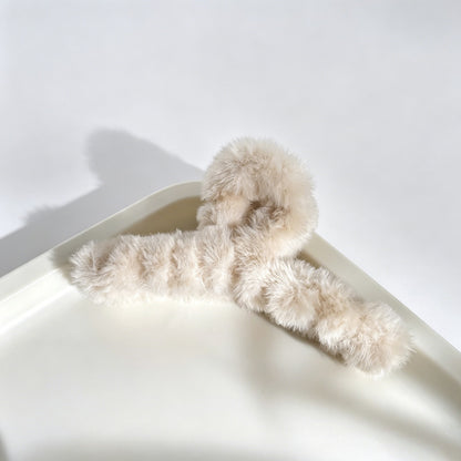 Fuzzy Bow Claw Clip