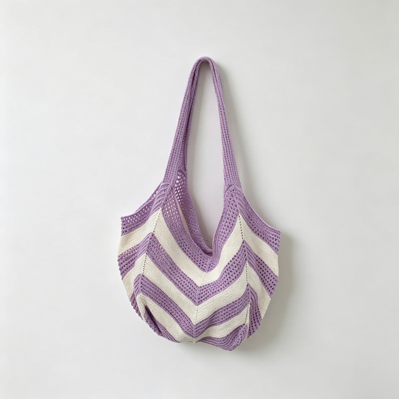 Chevron Stripe Knit Tote Bag