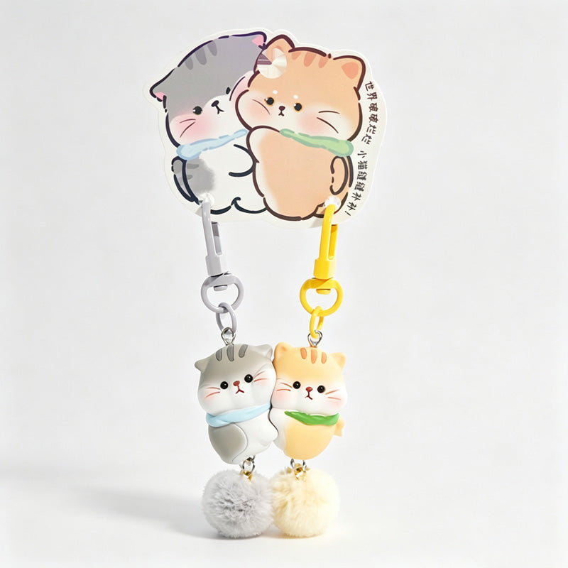 Resin Magnetic Cat Pair Keychain Set