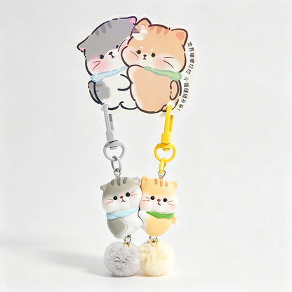 Resin Magnetic Cat Pair Keychain Set