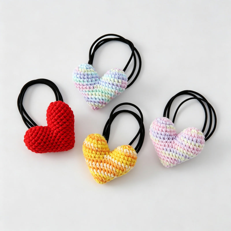 Crochet Heart Hair Ties