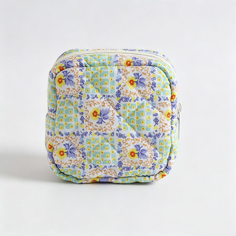 Floral Quilted Square Storage Pouch