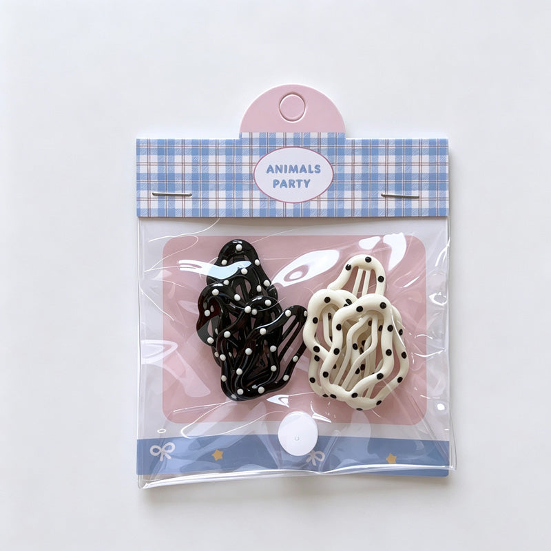 Polka Dot Wave Edge Hair Clips