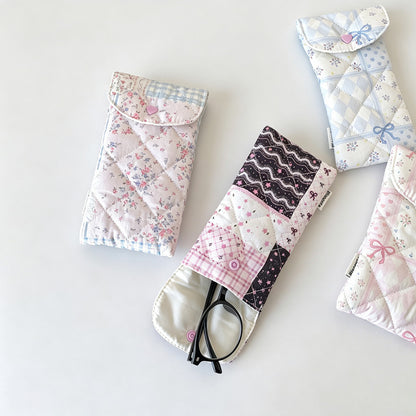 Quilted Floral Snap Button Pouch