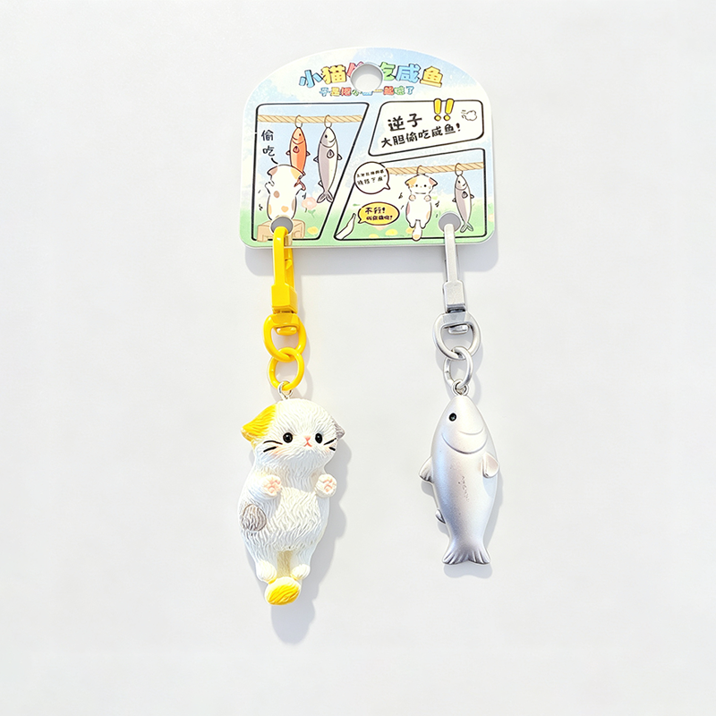 Resin Cat‑Fish Pair Keychain