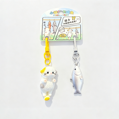 Resin Cat‑Fish Pair Keychain